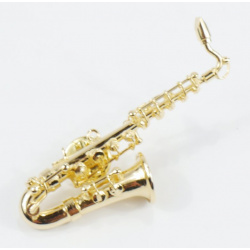1683. Miniatúrny saxofón pozlátený s darčekovým púzdrom-spona