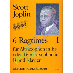 5533. S.Joplin : 6 Ragtimes für Altosaxophon in Es oder Tenorsaxophon in B und Klavier (Kunzelmann)